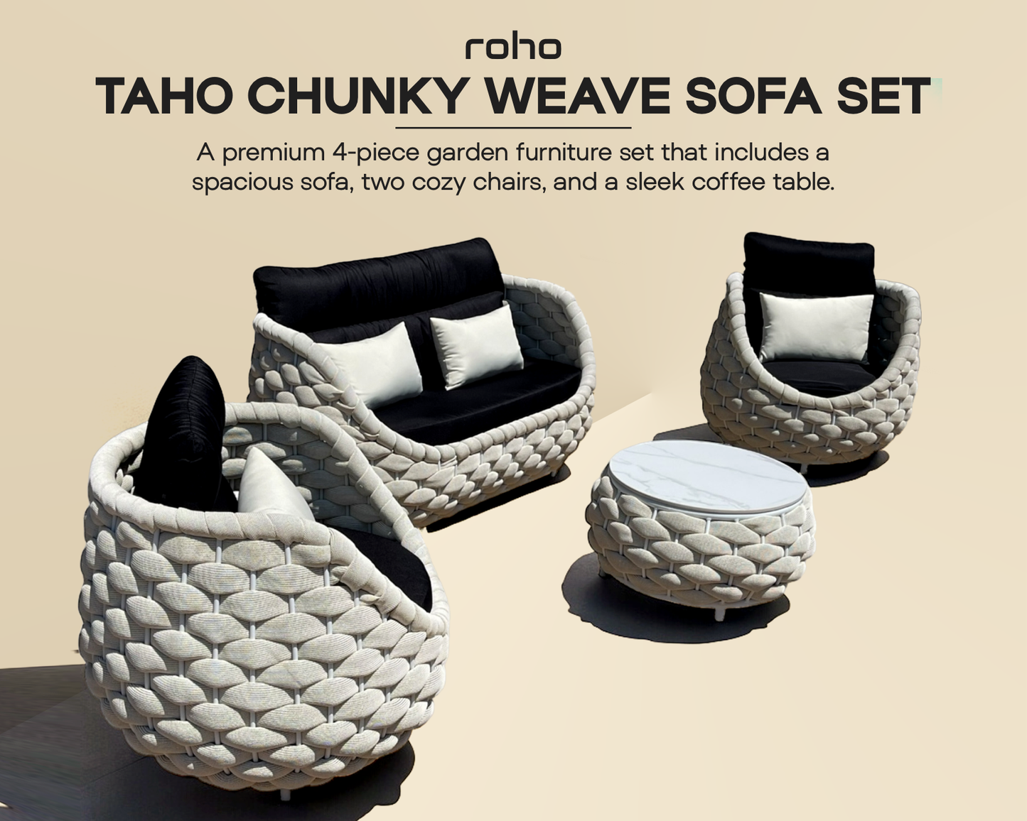 Taho Chunky Weave Sofa Set